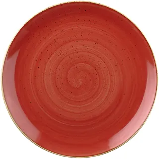 Churchill Geschirr Stonecast -Coupe Plate Teller- Durchmesser: Ø 28,8cm, Rustikaler Charme Dekorgeschirr manuell dekorierte Unikate Servier Steingut Teller Vintage Pizzateller Plate Bowl (Berry Red)