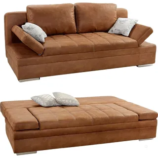 luma-home Schlafsofa Antiklederoptik 2-Sitzer Braun