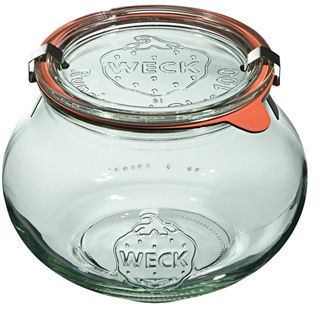 Weck Deko-Glas 1062 ml 4 Stück zum Einmachen von Konserven, Säften, luftdichtes Aufbewahren von trockenen Zutaten | Glas mit Deckel, Dichtung und 2 Verschlüssen