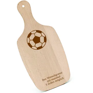 Schneidebrett Frühstücksbrettchen Gravur personalisiert - Fußball - mit Griff 330x150 Holzbrett Holz Küche Schneidbrett