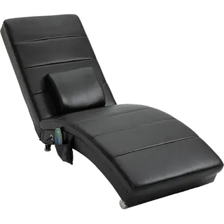 HOMCOM Relaxliege Leder mit Massagefunktion, 58 x 163 x 87 cm, bis 120 kg, 8 Massagepunkte, mit Fernbedienung hoher Rückenlehn Kissen, Schwarz   Aosom