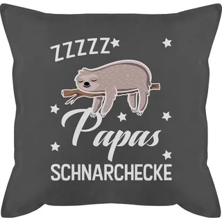 Shirtracer Dekokissen Papas Schnarchecke mit Faultier weiß, Vatertagsgeschenk Kissen grau