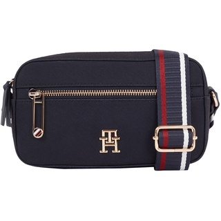 Mini Bag TOMMY HILFIGER "ICONIC CAMERA BAG TWILL" Gr. B/H/T: 21 cm x 12 cm x 7 cm, blau (dunkelblau) Damen Taschen Handtaschen
