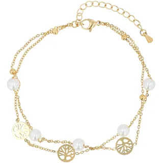 Fußkette ADELIA ́S "Fußkettchen – Lebensbaum aus Edelstahl", gold, Fußketten, Damen, Edelstahl, Schöne Geschenkidee zum Muttertag