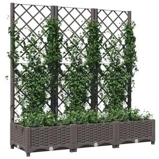 vidaXL Pflanzkübel mit Rankgitter Braun 120x40x121,5 cm PP