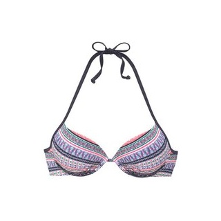 S.OLIVER Push-Up-Bikini-Top Damen blau-rosé-gestreift Gr.40 Cup A