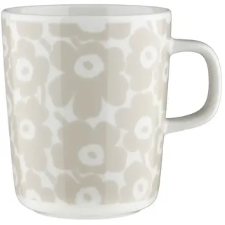 Marimekko - Oiva Pikkuinen Unikko Becher mit Henkel 250 ml, weiß / straw