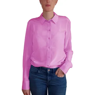 Posh Gear Damen Seidenbluse Collettoseta Bluse aus 100% Seide, rosa, Größe XXL - XXL