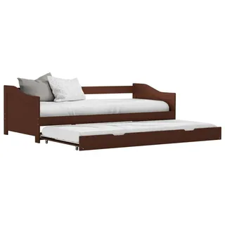 furnicato Schlafsofa Massivholz 205x97,5x66 cm Dunkelbraun, 1 Teile, Ausziehbarer Gästebett-Rahmen mit Rollen und Sicherheitskante braun