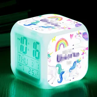 RAILONCH Einhorn Wecker für Mädchen, Digitaler Wecker mit LED Nacht, beleuchtetes Kindertagsgeschenk für Kinder Jungen und Mädchen (003)