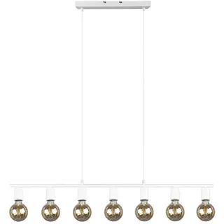 ETC Shop Pendelleuchte 7-flg. E27 110 cm oval weiß matt