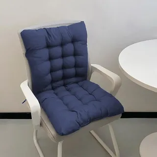 GGoty Dickes 8cm Stuhlkissen mit Rückenlehne, Sessel Kissen zurück Sitzkissen Pad,Baumwolle Sitzpolster für Garten Recliner Sofa Büro (120x50cm,Kriegsmarine)