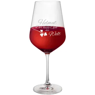 AMAVEL Rotweinglas, Weinglas mit Gravur, Der Beste Opa der Welt, Personalisiert mit Namen, Geschenkideen für Großväter, Füllmenge: ca.500 ml