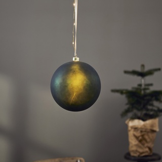 LED Christbaumkugel - Weihnachtskugel - Glas - 20 warmwei√üe LED - D: 20cm - Timer - Batterie - gr√on
