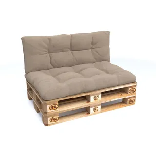 POKAR Palettenkissen mit schöner Steppung Auflage Palettensofa, Größe:Set Sitzkissen 120x80 + Rückenkissen 120x40, Farbe:Beige - Beige