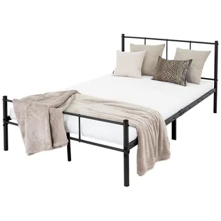 ML-DESIGN Metallbett Bett mit Kopfteil und Lattenrost robust auf Stahlrahmen, Gästebett 120x200 cm mit Kopfteil Schwarz leichte montage schwarz 127 cm x 85 cm