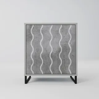 SpaceRebels Sideboard, Grau, Metall, Beton Optik, 1 Fächer, Rechteckig, Kufe, 57.5x67.5x42 cm, Wohnzimmer, Kommoden & Sideboards, Sideboards