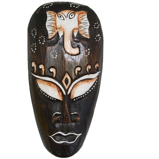 Kunsthandwerk Asien Maske Elefant - Holz, 20cm, Handmade, Elefantenmaske, Deko-Maske, braun