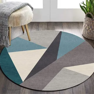 Morbuy Runder Teppich Innenbereich, Nordischer Stil Flur Teppich Polyester Wohnzimmer Fussabstreifer rutschfest und Waschbar Praktische Fußabtreter Geometrischer Teppich (80cm,Barock)