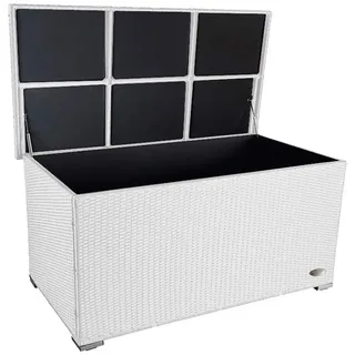 Kissenbox Auflagenbox Gartentruhe Gartenbox Truhe Box Polyrattan Rattan Weiss XL