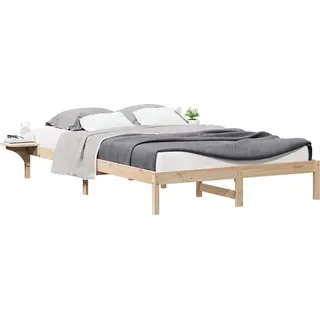 Bettgestell mit Nachttischen Natur 140 x 220 cm - Braun
