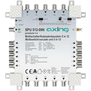 Axing SPU51209N Multischalter Eingänge (Multischalter): 5 (4 SAT/1 terrestrisch) Teilnehmer-Anzahl: 12