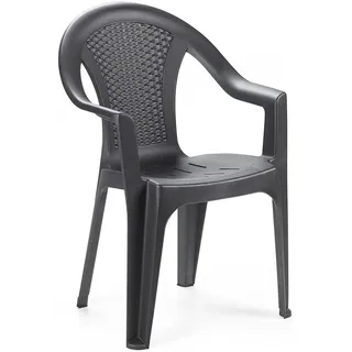 Mojawo 2 Stück Stapelstuhl Rattan-Optik Anthrazit
