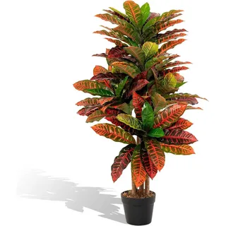 Costway Kunstpflanze Palmenbaum, Rot, Kunststoff, 100 cm, Dekoration, Blumen & Zubehör, Kunstpflanzen