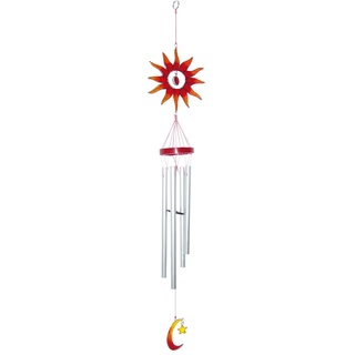 Laroom 14060 – Wind Windspiel Metall mit Sonne und Mond 82 cm, Rot