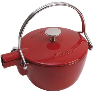 STAUB Teekanne, Wasserkessel aus Gusseisen, Rund, 16,5 cm, 1,1 L, Für alle Herdarten, Induktion, Kirsch-Rot