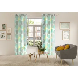 my home Gardine BELEM, Ösen (1 St), transparent, Polyester, 1 Schal, Polyester, Kreise grün 140 cm x 245 cm