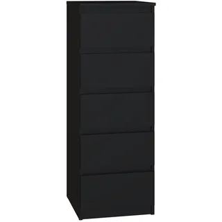 Cdf Moderne Kommode Malwa W5  Farbe: Schwarz  Schrank Für Dokumente, Kleinigkeiten  Ideal Für Wohnzimmer, Schlafzimmer, Kinderzimmer, Jugendzimmer Und Büro  5 Geräumige Schubladen
