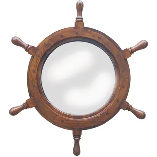 Spiegel Steuerrad maritim Holz, Ø inkl. Griffen: 45cm