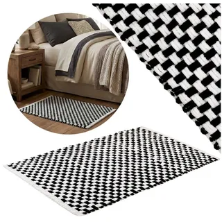 Sarcia.eu Badematte Schwarz-weißer Teppich 50x80 cm, saugfähige Mikrofaser