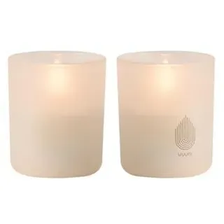 Uyuni LED Glas Stumpenkerze 6x7cm vanilla 2er Set