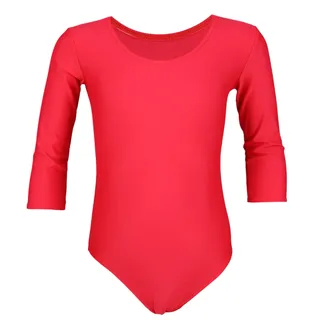 Aquarti Mädchen Ballett Trikot 3/4 Arm Gymnastik Ballettanzug, Farbe: rot, Größe: 116