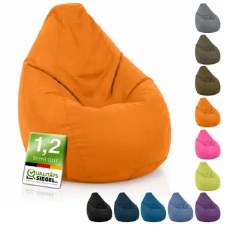 Green Bean Sitzsack Kinder Sitzsack Drop 60x60x90cm (mit Rückenlehne 60x60x90cm - Indoor Sitzkissen 220L EPS-Perlen Füllung, Kuschelig Waschbar), Bean Bag Bodenkissen Lounge Chair Sitzhocker Kindersitzsack orange