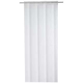 Home4You Vorhang Schlaufenvorhang, 140 x 245 cm, Weiß, (1 St), verdeckte Schlaufen, transparent, Polyester, mit Blättermotiven in Grau grau|weiß