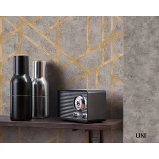 Newroom Vliestapete Muster Tapete Tapete Dreiecke,Linien, Grau Geometrisch Grafisch Dreiecke - Grafikmuster Metallic Gold Modern Grafisch Linien für Büro Diele/Flur Schlafen, Grafikmuster grau