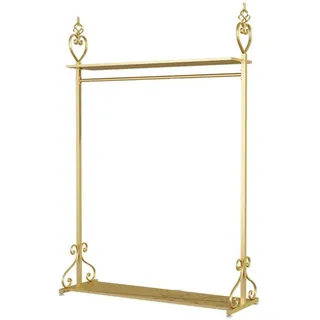 Garderobenständer Modern Gold Metall Kleiderstange Robuster Kleiderständer Mit 2-stöckigen Regalen Freistehende Schrank-Organizer Für Schlafzimmer Und Waschküchen Einfach Zu Montier(Size:150X40X158CM)