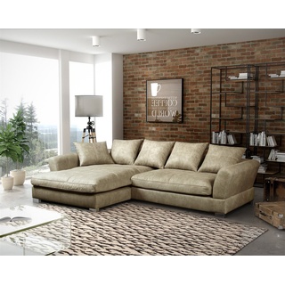 Fun Möbel Couchgarnitur TIZIAN L-Form in Wildlederoptik-Beige / Ottomane Links - Beige