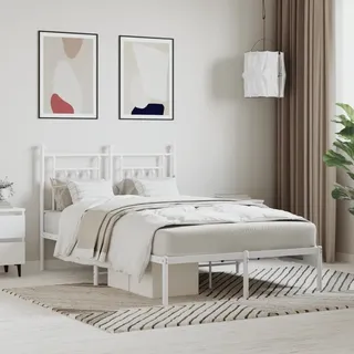 vidaXL Bettgestell mit Kopfteil Metall Weiß 120x200 cm - Bettgestell - Bettgestelle - Bettrahmen - Bett - Weiß
