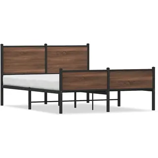 vidaXL Metallbett 140 x 190 cm Eichen-Optik