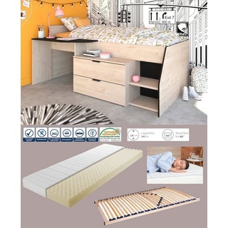 Parisot Hochbett Milky (Komplett Set, 3-St., Funktions- Hochbett mit Stauraum) großzügiger Stauraum unter der Liegefläche