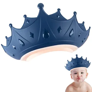 Duschhaube Kinder, Baby Shampoo Kappe, Baby Verstellbarer Shampoo Schutz, Shampoo Bade Bad SchüTzen Weiche Kappe Hut, Kappe Wasserdicht Cap für Kinder Mehr als 6 Monate Größenverstellbar, Krone-Blau