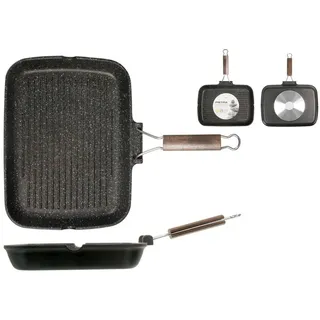 H&H Antihaft Bistecchiera Aus Stein Klappbarer Griff 35×25 Cm