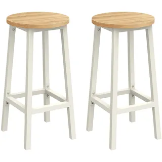 VASAGLE Barhocker 2er Set 65 cm hoch eichenbeige-weiß