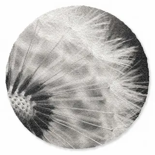 MuchoWow Fußmatte Rund Pusteblume - Schwarz - Weiß, Rechteckig, Schmutzfangmatte, Teppich, Türmatte 90x90 cm schwarz 90 cm x 90 cm