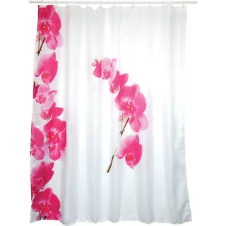 MSV Anti-Schimmel Duschvorhang - Anti-Bakteriell, waschbar, wasserdicht, Polyester, 180x200cm Lanyu Weiß Orchidee