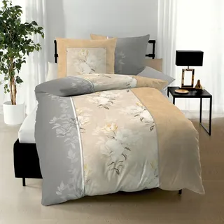 Kaeppel Biber Bettwäsche Tabea apricot 135x200 cm + 80x80 cm - orange;grau
